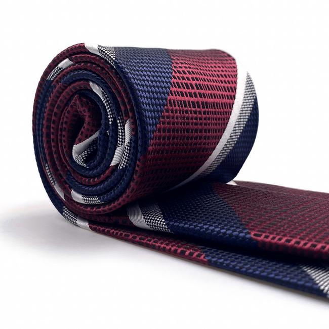 Shlax & Wing A79 Red Blue Striped Mens Necktie Pocket Square Set Fashion Gift Business Extra Long Size Tie