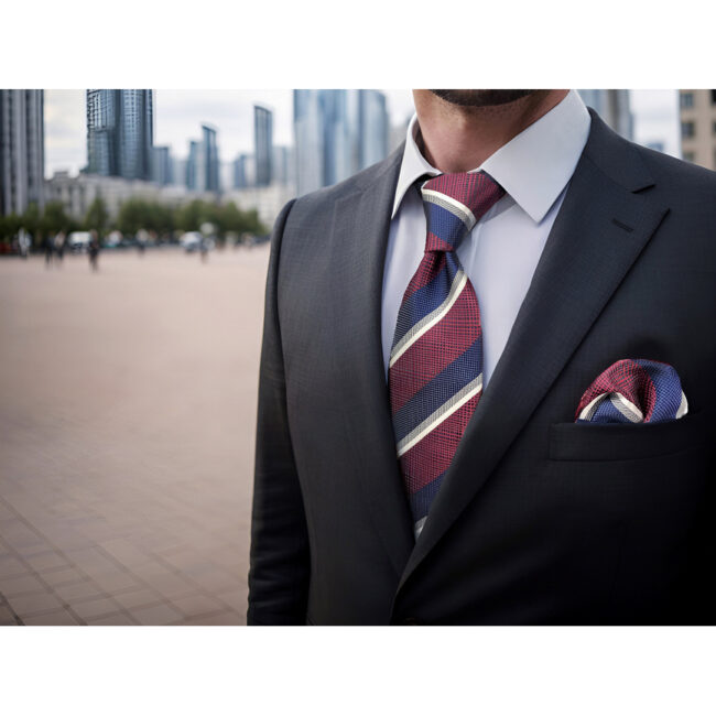 shlax & wing A79 Red Blue Striped Mens Necktie Pocket Square Set Fashion Gift Business Extra Long Size Tie