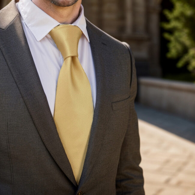 Shlax & Wing A80 Light Yellow Solid Mens Necktie Pocket Square Set Fashion Skinny Tie Gift Wedding 63″