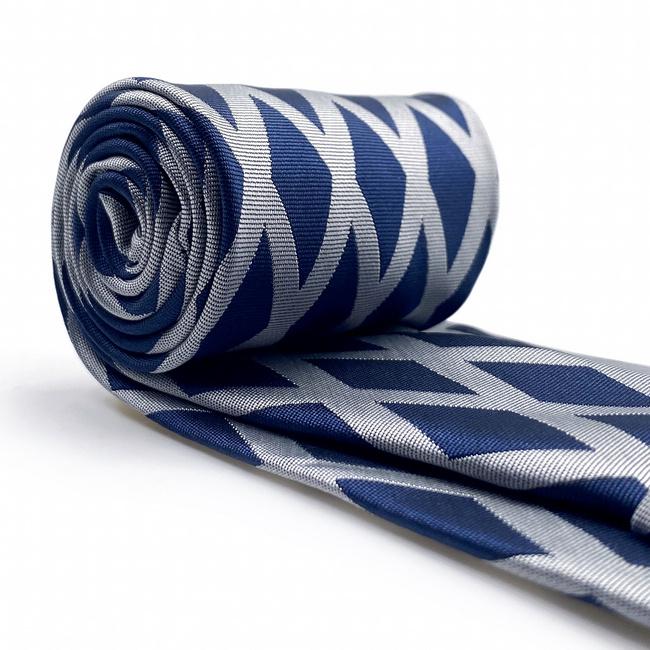 Shlax & Wing A81 Grey Blue Geometric Mens Neckties Pocket Square Set Classic Extra Long Size Fashion Wedding