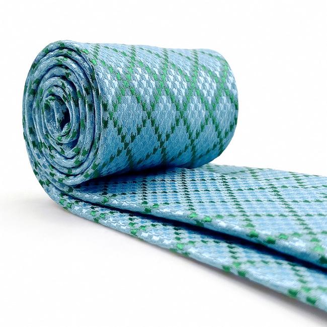 Shlax & Wing A82 Aqua Checkes Silk Mens Necktie Pocket Square Set Classic Brand New Fashion Wedding 63″