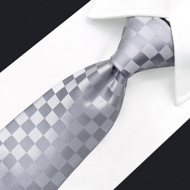 Shlax & Wing A83 Silver Checkes Mens Neckties Pocket Square Set Classic Fashion Wedding Skinny Tie Gift Wedding 63″