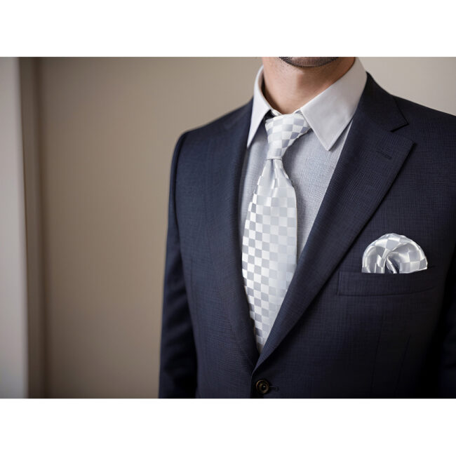 shlax & wing A83 Silver Checkes Mens Neckties Pocket Square Set Classic Fashion Wedding Skinny Tie Gift Wedding 63″