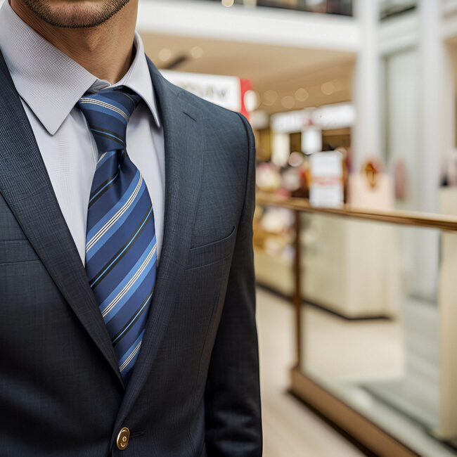 Shlax & Wing A85 Navy Blue Striped Mens Neckties Pocket Square Set Wedding Classic Party Fashion Extra Long Size