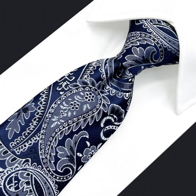 Shlax & Wing A87 Blue Paisley Mens Ties Pocket Square Set Luxury Gift Accessories 63″ Necktie Party
