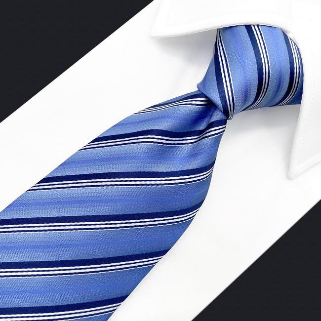 Shlax & Wing A89 Light Blue Striped Mens Ties Pocket Square Set Gift Fashion Skinny Necktie Party Novelty Business Extra Long Size