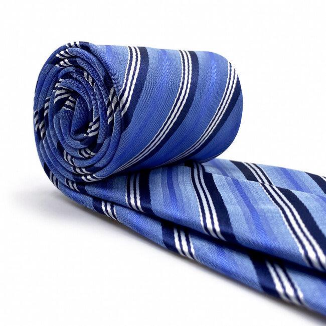 Shlax & Wing A89 Light Blue Striped Mens Ties Pocket Square Set Gift Fashion Skinny Necktie Party Novelty Business Extra Long Size