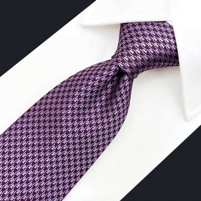 Shlax & Wing A90 Purple Houndstooth Mens Ties Pocket Square Set Wedding Extra Long Size Business Classic