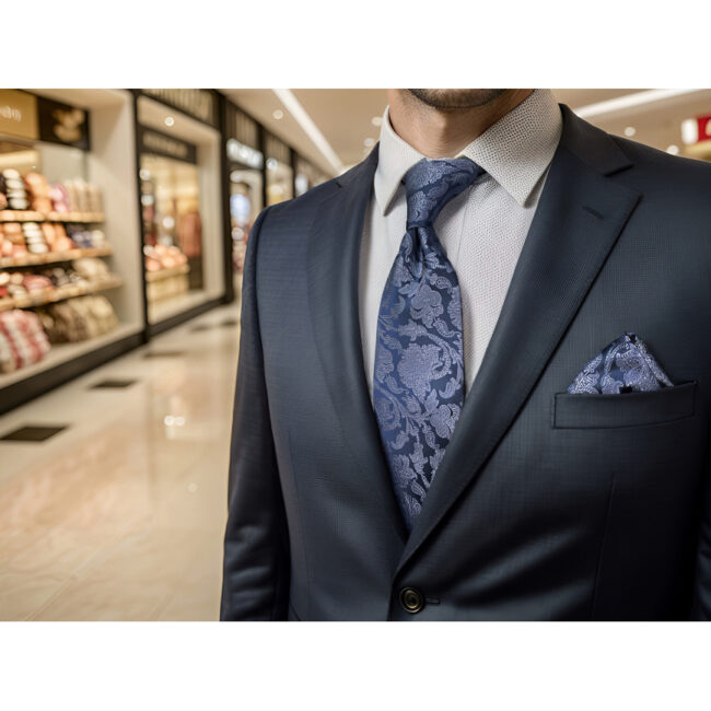 shlax & wing A94 Blue Geometric Silk Mens Neckties Pocket Square Set Fashion Business Classic Party Extra Long Size