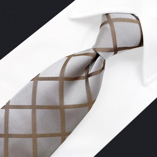 Shlax & Wing A95 Khaki Checkes Mens Necktie Pocket Square Set Fashion Classic Brand New