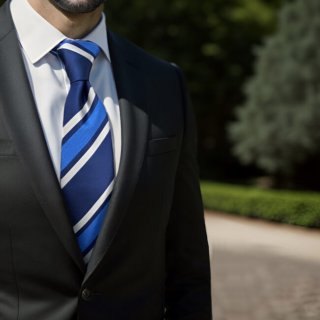 Shlax & Wing A99 Blue Striped Mens Neckties Pocket Square Set Fashion Classic Extra Long Size Dress