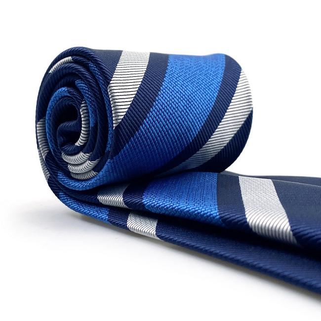 Shlax & Wing A99 Blue Striped Mens Neckties Pocket Square Set Fashion Classic Extra Long Size Dress