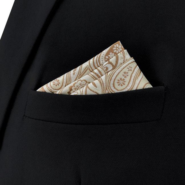 Shlax & Wing AH06 Cream Paisley Silk Jacquard Woven Classic Fashion Pocket Square Brand New Mens Hanky