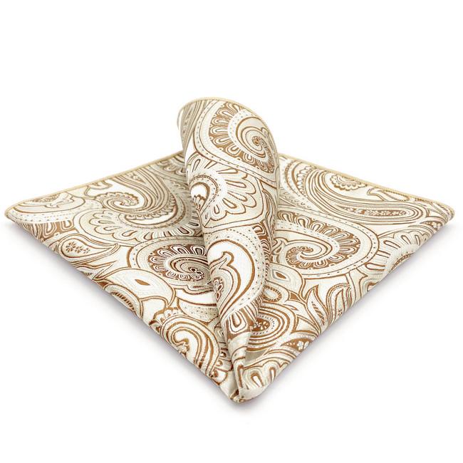 shlax & wing AH06 Cream Paisley Silk Jacquard Woven Classic Fashion Pocket Square Brand New Mens Hanky