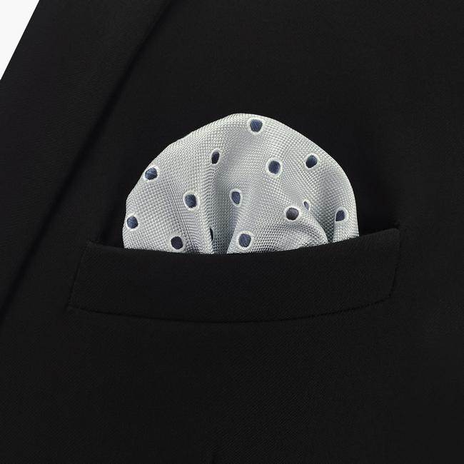 Shlax & Wing AH21 Light Gray Black Polka Dots Mens Pocket Square Silk Fashion Hanky Classic Dress Handkerchief