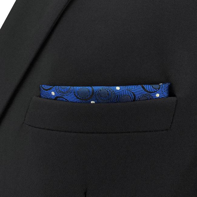 Shlax & Wing AH35 Navy Silver Geometric Mens Pocket Square Silk Fashion Wedding Dress Handkerchief Brand New Novelty Handmade Hanky