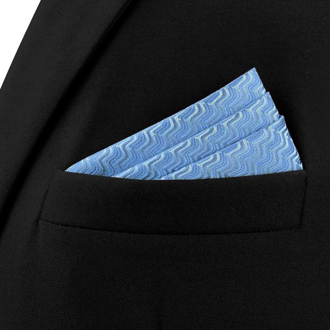 Shlax & Wing AH40 Steel Blue Ripple Men Hanky Accessories Fashion Party Groom Business Handkerchief
