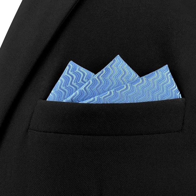 Shlax & Wing AH40 Steel Blue Ripple Men Hanky Accessories Fashion Party Groom Business Handkerchief
