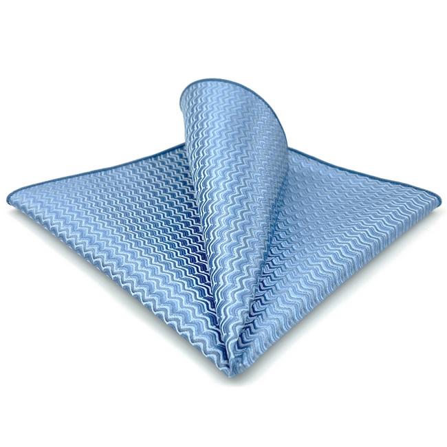 shlax & wing AH40 Steel Blue Ripple Men Hanky Accessories Fashion Party Groom Business Handkerchief