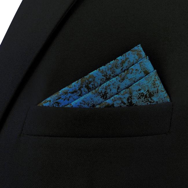 Shlax & Wing AH41 Dark Teal Pattern Mens Pocket Square Luxury Novelty Gift Accessories Party Handkerchief