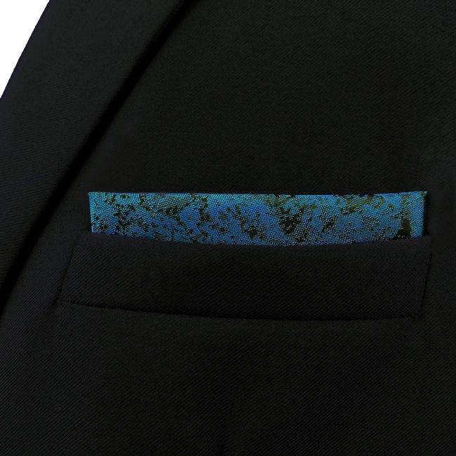 Shlax & Wing AH41 Dark Teal Pattern Mens Pocket Square Luxury Novelty Gift Accessories Party Handkerchief