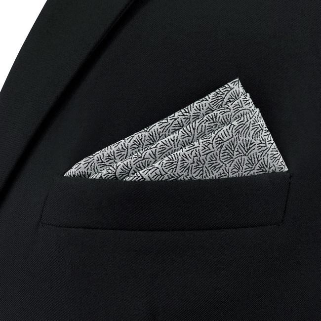 Shlax & Wing AH43 White Black Pattern Mens Pocket Square Fashion Dress Unique Accessory Handkerchief