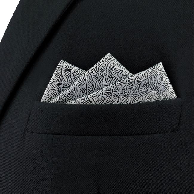 Shlax & Wing AH43 White Black Pattern Mens Pocket Square Fashion Dress Unique Accessory Handkerchief