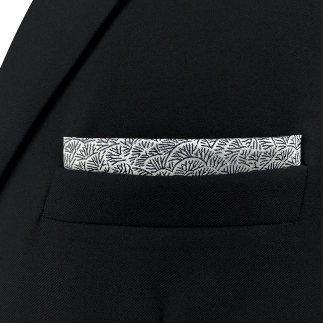 Shlax & Wing AH43 White Black Pattern Mens Pocket Square Fashion Dress Unique Accessory Handkerchief