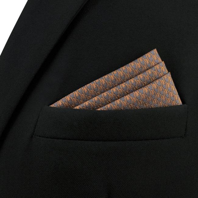 Shlax & Wing AH44 Mens Pocket Square Brown Gray Houndstooth Fashion Classic Party Gift Handkerchief