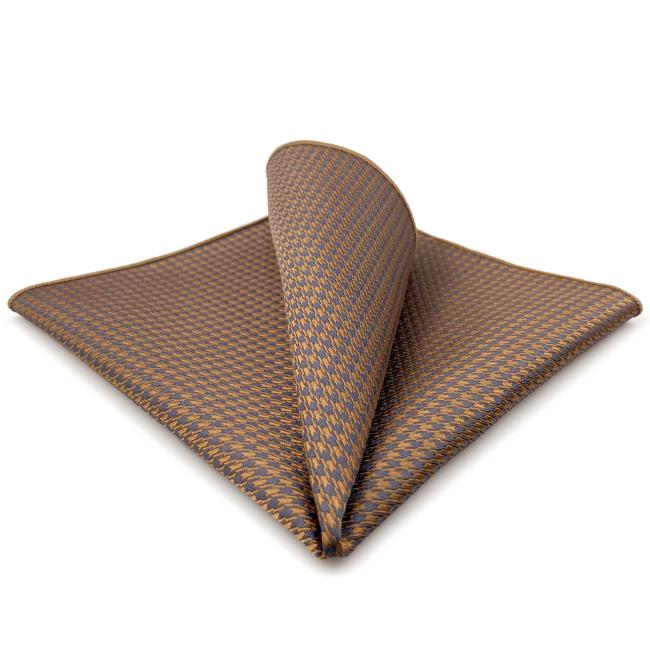 shlax & wing AH44 Mens Pocket Square Brown Gray Houndstooth Fashion Classic Party Gift Handkerchief