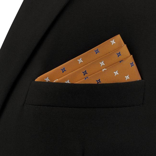 Shlax & Wing AH46 Orange Floral Mens Pocket Square Wedding Classic Handkerchief Gift Business Fashion