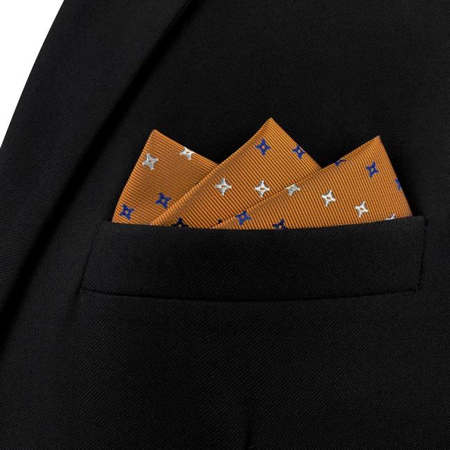 Shlax & Wing AH46 Orange Floral Mens Pocket Square Wedding Classic Handkerchief Gift Business Fashion