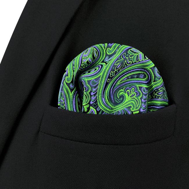 Shlax & Wing AH48 Green Paisley Mens Pocket Square Classic Fashion Wedding Handkerchief