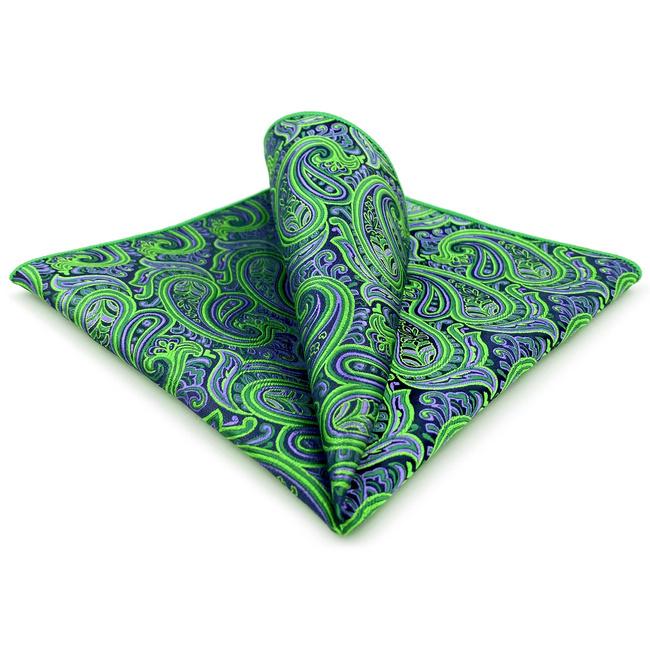 shlax & wing AH48 Green Paisley Mens Pocket Square Classic Fashion Wedding Handkerchief