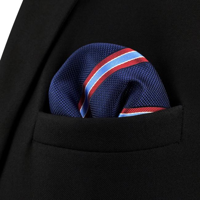Shlax & Wing AH49 Blue Striped Mens Pocket Square Fashion Gift Business Handkerchief