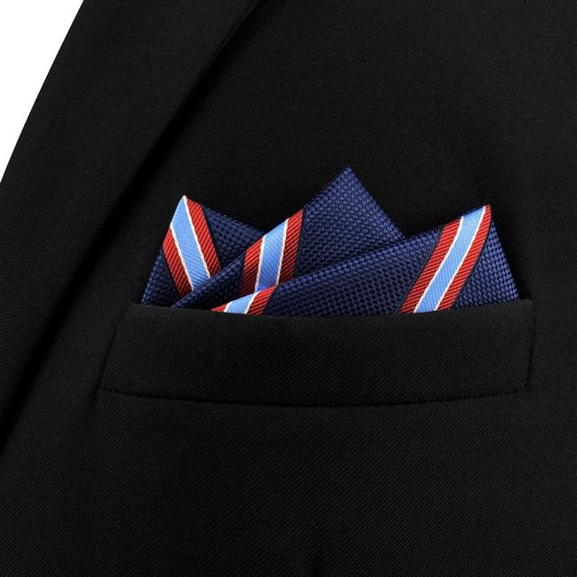 Shlax & Wing AH49 Blue Striped Mens Pocket Square Fashion Gift Business Handkerchief