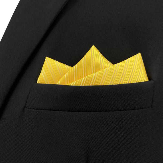 Shlax & Wing AH50 Wedding Gold Solid Mens Pocket Square Wedding Fashion Classic Handkerchief