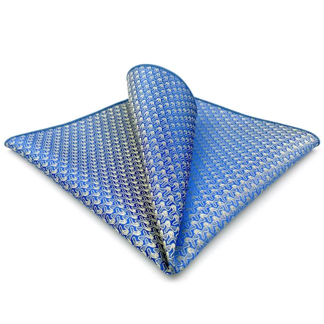 shlax & wing AH51 Blue Gold Pattern Mens Pocket Square Fashion Business Brand New Handkerchief