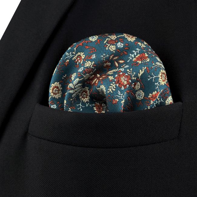 Shlax & Wing AH52 Seaweed Green Floral Mens Pocket Square Classic Dress Party Fashion Handkerchief