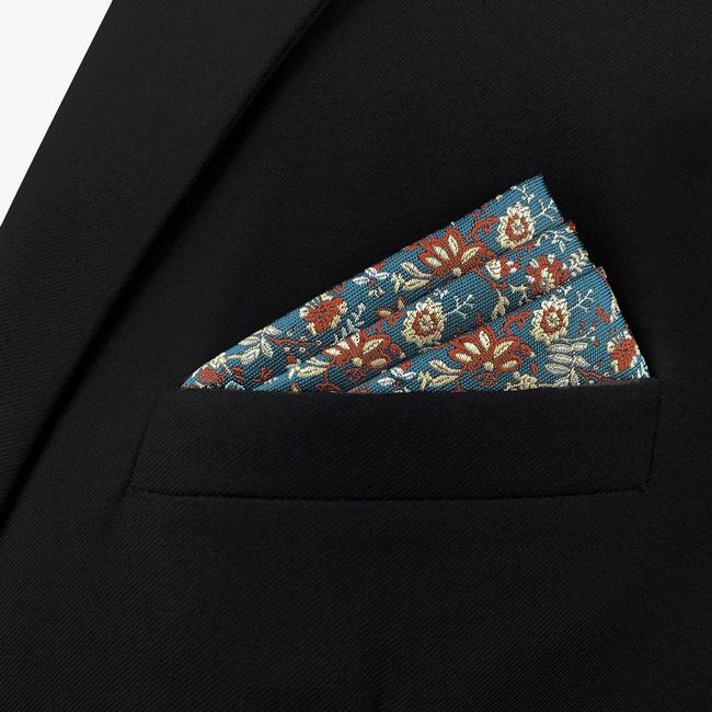 Shlax & Wing AH52 Seaweed Green Floral Mens Pocket Square Classic Dress Party Fashion Handkerchief