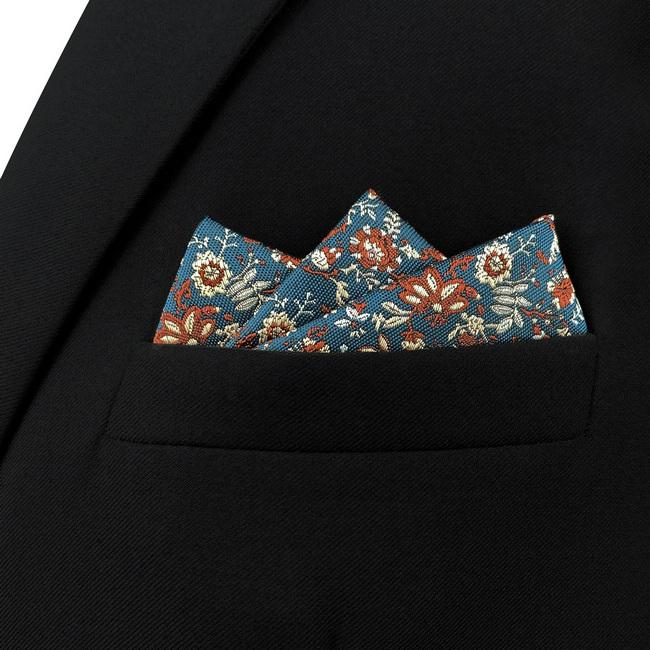 Shlax & Wing AH52 Seaweed Green Floral Mens Pocket Square Classic Dress Party Fashion Handkerchief