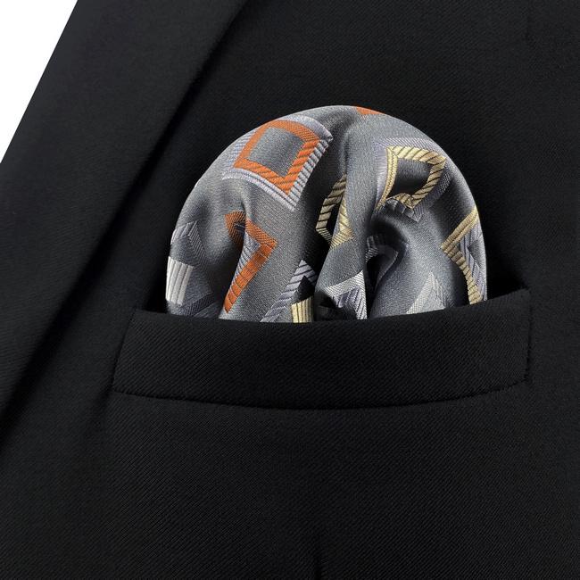 Shlax & Wing AH53 Grey Checkes Mens Pocket Square Classic Fashion Business Handkerchief