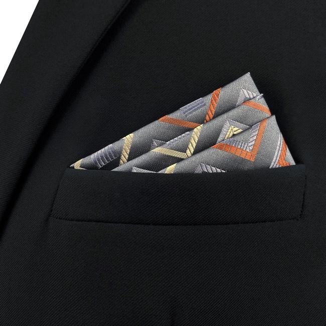 Shlax & Wing AH53 Grey Checkes Mens Pocket Square Classic Fashion Business Handkerchief