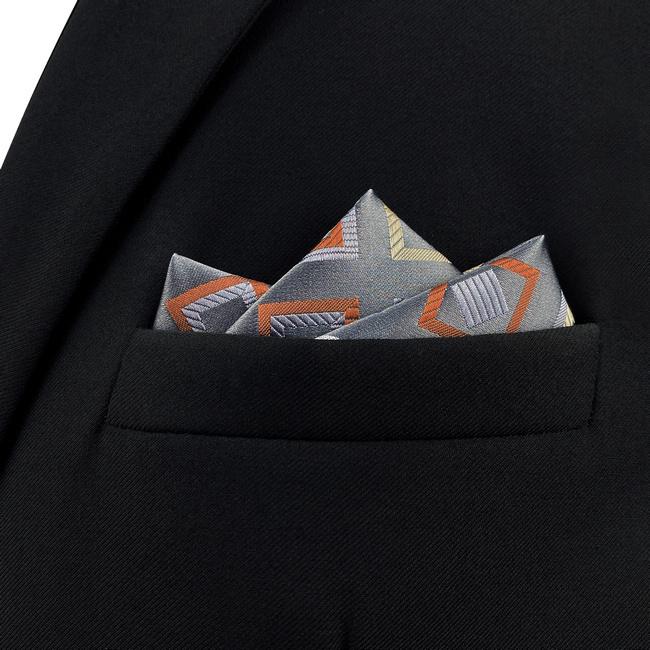 Shlax & Wing AH53 Grey Checkes Mens Pocket Square Classic Fashion Business Handkerchief