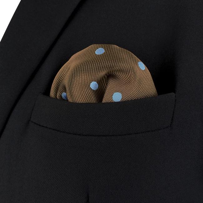 Shlax & Wing AH54 Brown Dots Mens Pocket Square Fashion Classic Wedding Business Handkerchief