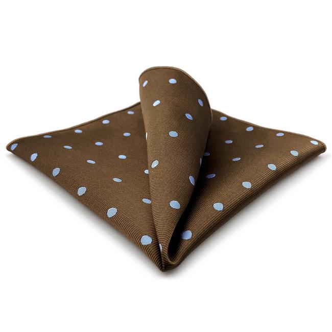 shlax & wing AH54 Brown Dots Mens Pocket Square Fashion Classic Wedding Business Handkerchief