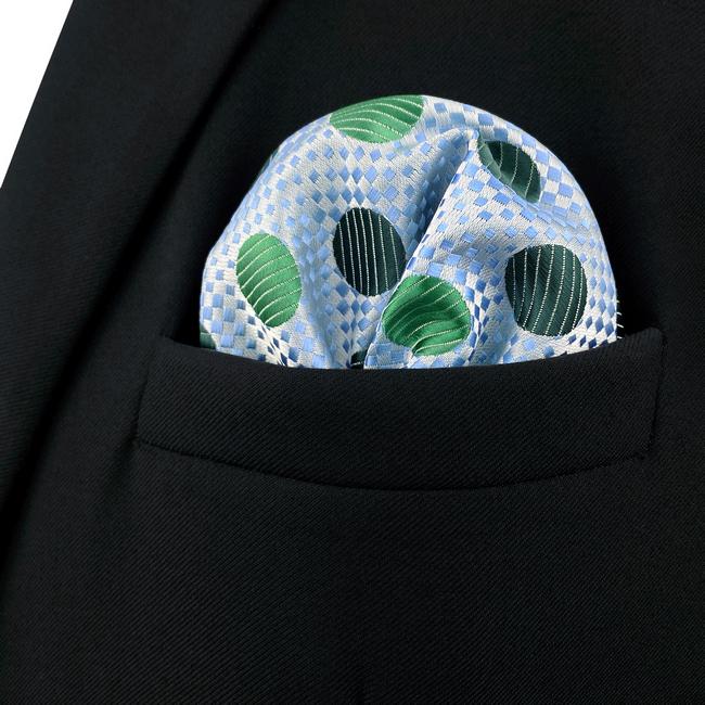 Shlax & Wing AH55 Emerald Green Polka Dots Mens Pocket Square Fashion Classic Wedding Handkerchief