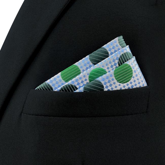 Shlax & Wing AH55 Emerald Green Polka Dots Mens Pocket Square Fashion Classic Wedding Handkerchief