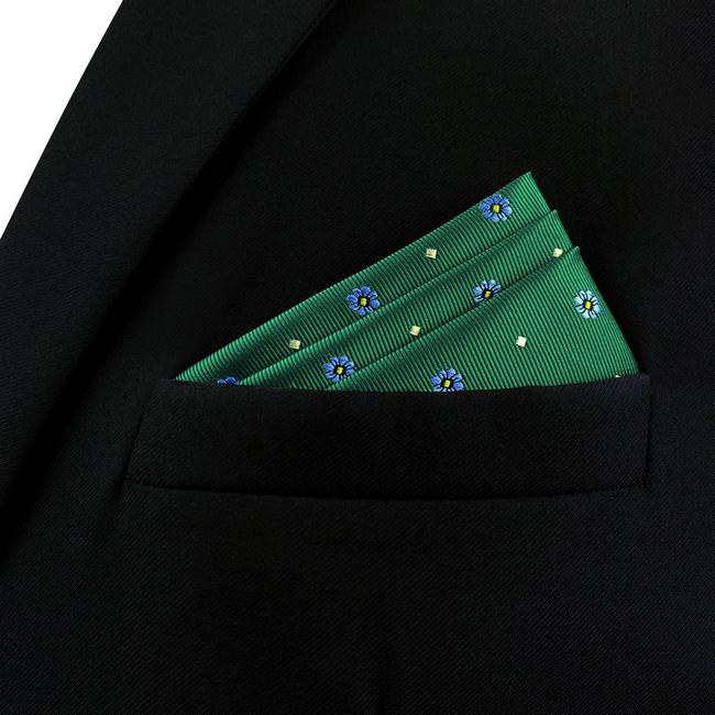 Shlax & Wing AH56 Green Floral Mens Pocket Square Wedding Fashion Acceossories Gift Handkerchief