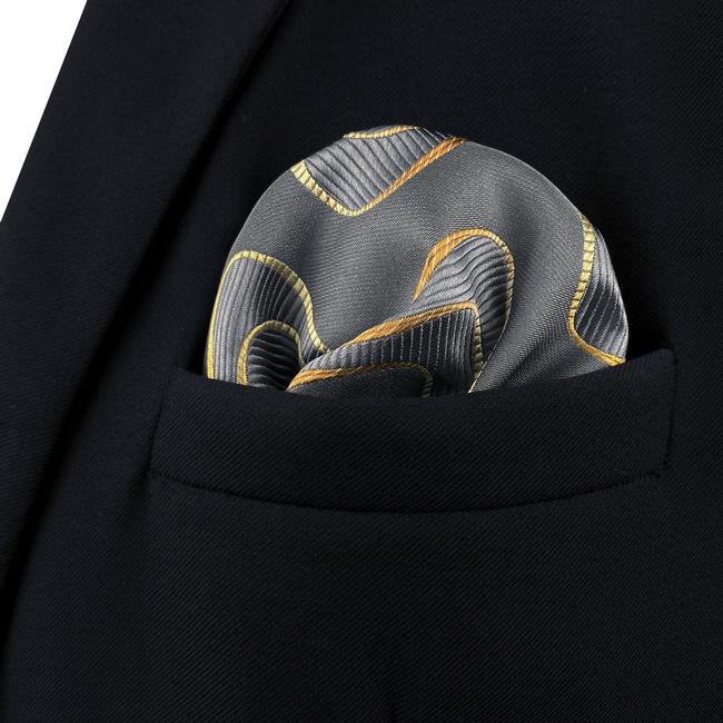 Shlax & Wing AH61 Grey Ripple Mens Pocket Square Gift Fashion Accessories Gift Handkerchief